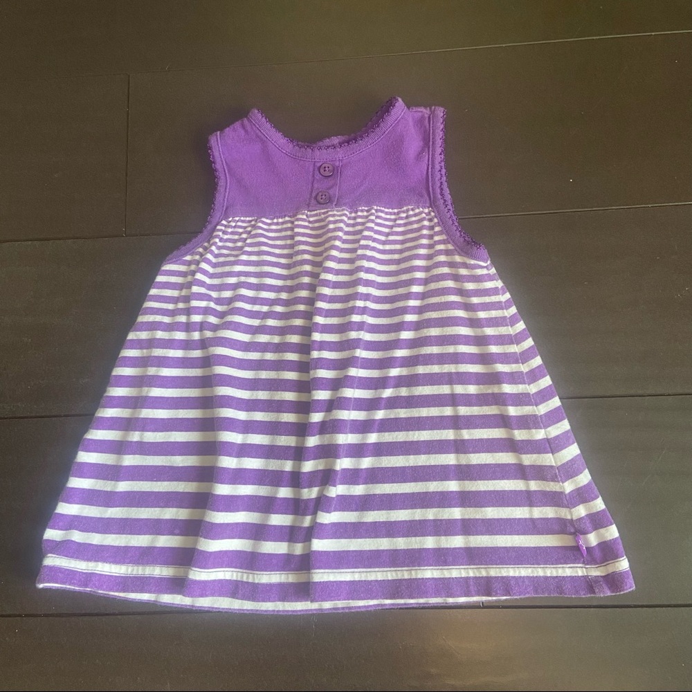 The Children’s place purple stripe cotton tank sun dress 3-6M EUC